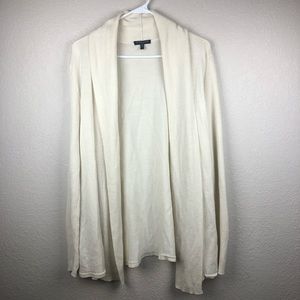 Eileen Fisher Off White Merino Wool Open Cardigan